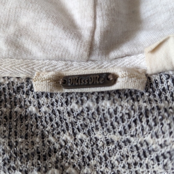 Miss Me Women's White/Gray Hooded Jeweled Zip Up Hoodie Size Large - Picture 9 of 14